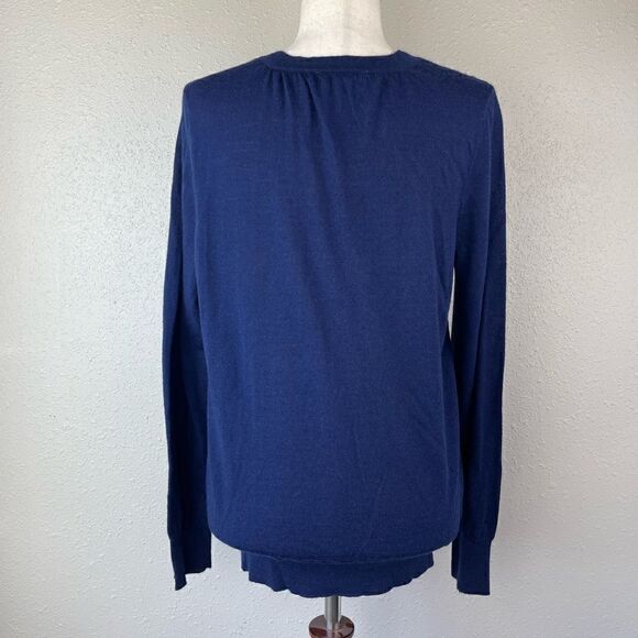 LOFT Blue Wool Blend Cardigan Sweater Size L EUC - Picture 4 of 6